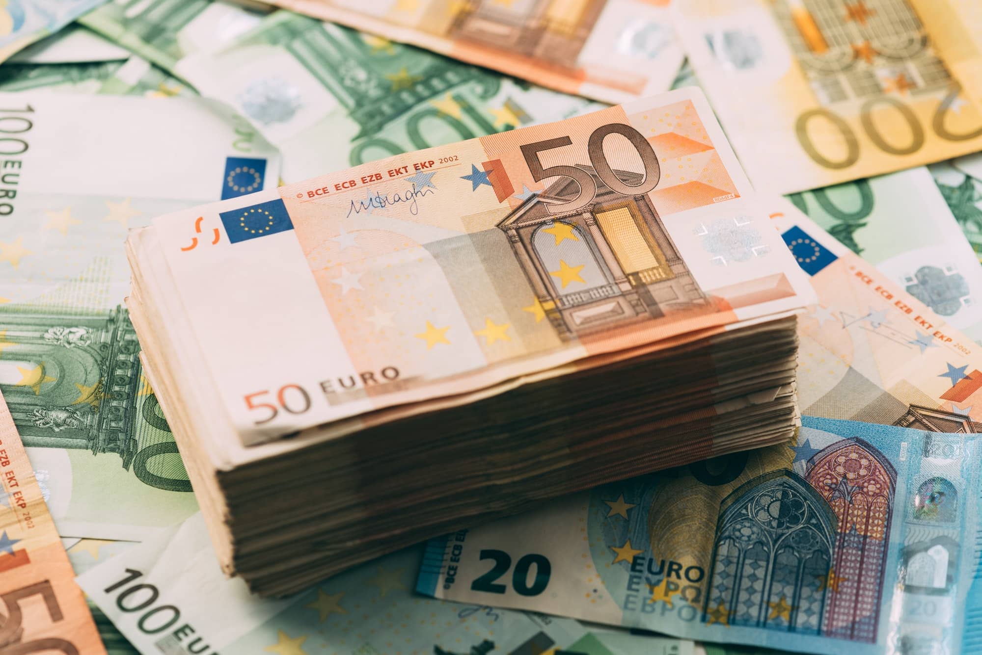 Euro cash stack closeup