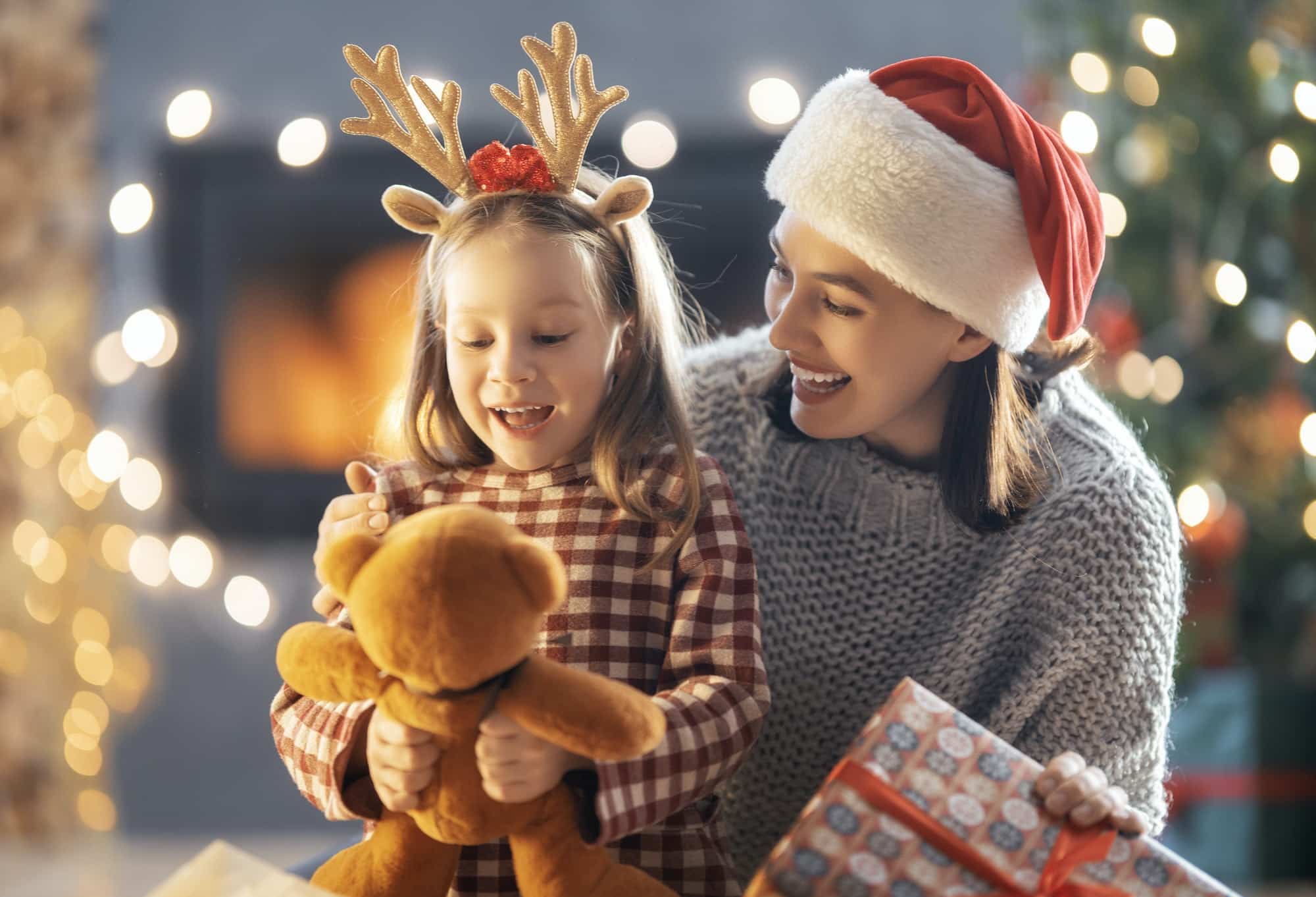 family celebrating Christmas